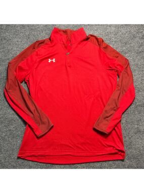 Under Armour HeatGear 1/4 Zip Pullover Mens Large Red Loose